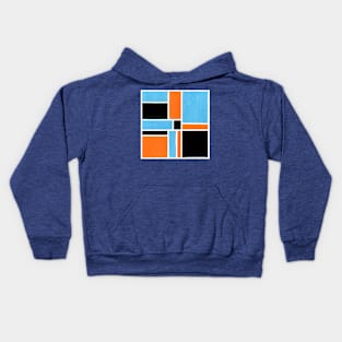 Blue Orange Black Geometric Abstract Acrylic Painting Kids Hoodie